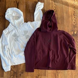 Under Armour White and Burgundy Hoodies